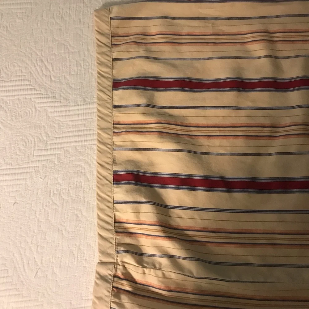 Chaps Cream Red Blue Sheet Set Top Fitted Pillowcases Queen